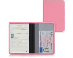 kwmobile hoes voor kentekenbewijs en rijbewijs - Beschermhoes met pasjeshouder in oudroze - Imitatieleer