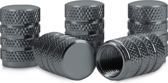 kwmobile 5x autoventieldoppen - Ventieldopjes van metaal in antraciet - Ook voor fiets en motor