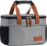 EV® Lunch tas voor dames en heren | thermotas | herbruikbare lunchtas voor werk, picknick en wandelen | 7 liter; zwart-wit strepen