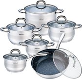 Bol.com Kinghoff 1098 pannenset - 12 delig - RVS - Alle warmtebronnen aanbieding