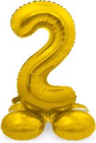 Cijfer Ballon 2 staand goud | 72 cm