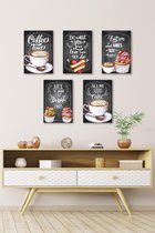 3D Retro Hout Posters 5 stuks Coffie Time All You Need Coffie