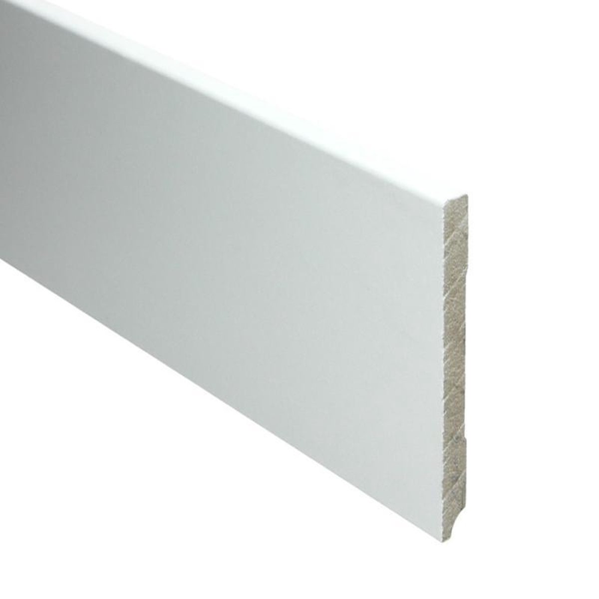 Hoge plinten - MDF - Moderne plint 150x12 mm - Wit - Voorgelakt - RAL 9016 - Per 5 stuks 2,4m