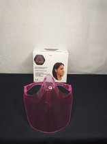 Transparant roze face shield gelaatscherm met brilmontuur brildrager mond en neus masker
