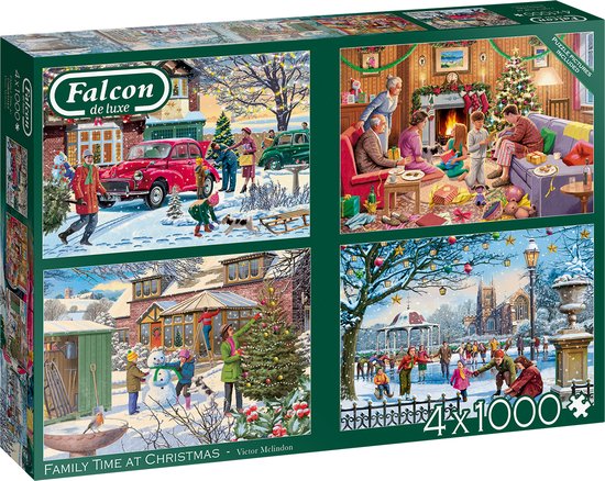 Falcon puzzel Family Time At Christmas - Legpuzzel - 4 x 1000 stukjes | bol