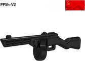 J26 - 10x Russische PPSh V2 -  WW2 Bouwstenen - Geschikt voor Lego compatible  - Soldaten - Militair - Tank - Army - Wapens - Geweren - Brick - Tweede Wereld Oorlog - Mini-figures