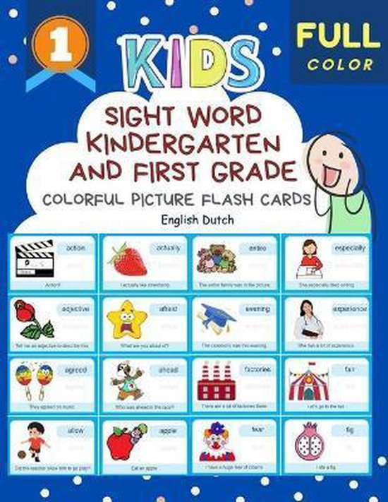 Foto: Sight word kindergarten and first grade colorful picture flash cards english dutch
