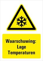 Bord met tekst waarschuwing lage temperaturen - dibond 297 x 420 mm