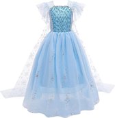 Prinses - Luxe Elsa jurk blauw - Frozen -  Prinsessenjurk - Verkleedkleding - Blauw- 110/116 (4/5 jaar)