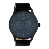 OOZOO Timepieces - Zwarte horloge met zwarte leren band - C10539