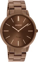 OOZOO Vintage series - Bruine horloge met bruine roestvrijstalen armband - C20103 - Ø42