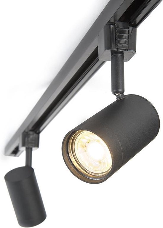 Modern railsysteem met 3 hanglampen zwart 1-fase - Slimline Keno