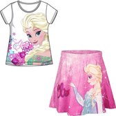 Disney Frozen set - rok + t-shirt - roze/wit - maat 110 (5 jaar)