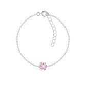 Joy|S - Zilveren bloem armband kristal roze 14 cm + 3 cm