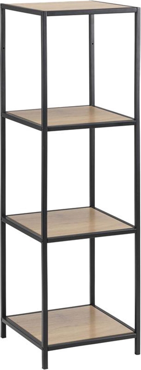 Lisomme Vic Industriële Open Kast - Metaal - Houten Planken - Smal - Stellingkast - 37 x 35 x 120 cm