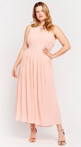 LOLALIZA Lange plooi jurk met halternek - Roze - Maat 42