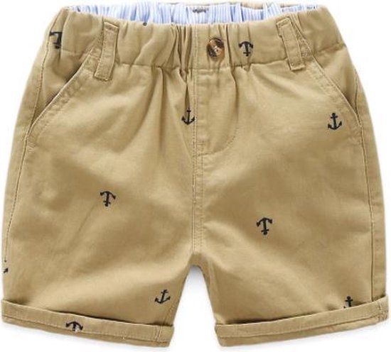 Korte broek jongen / meisje – Shorts – Ankers – Khaki – Leeftijd ca. 4 – 5 jaar