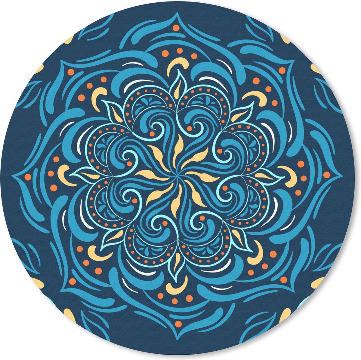 Muismat Vierkant patroon 1:1 - Vierkant patroon met een gedetailleerde mandala op een donkerblauwe achtergrond Muismat rond - 20x20 cm - Muismat met foto