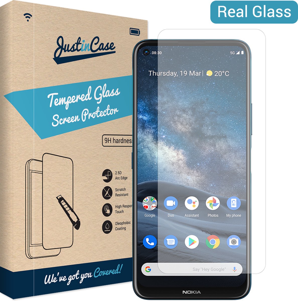 Just in Case screenprotector geschikt voor Nokia 8.3 - Screenprotector Gehard Glas