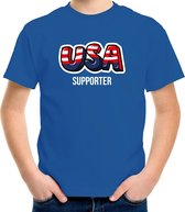 Blauw usa fan t-shirt voor kinderen - usa supporter - Amerika supporter - EK/ WK shirt / outfit S (122-128)