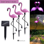 ✿ BrenLux® Lantaarn Flamingo op zonne-energie - Solar tuinlantaarn - Tuinverlichting 3 stuks aan elkaar - Tuindecoratie - Waterproof verlichting - 52cm hoog totaal - Lantaarn voor