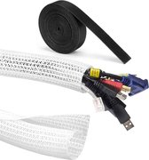 kabelbeschermer - ZINAPS kabelgoot, 2 x 1,6 m Self-Closing Cable Hose, 1 x 3,1 m Velcro Kabelbinder Wrap voor tv's, pc's, thuisbioscopen, Cable Management, Kan op maat te snijden e