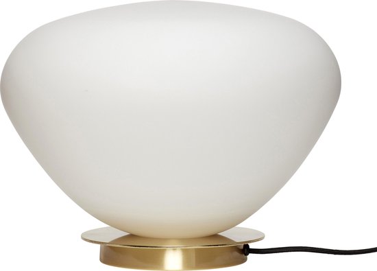 HÜBSCH INTERIOR - Tafellamp van melkglas met messing voet - ø39xh28cm |  bol.com