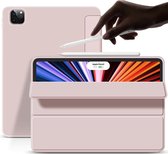 HB Hoes Geschikt voor Apple iPad Pro 12.9 inch (2018 - 2020 - 2021 & 2022) Hoes Roze - Tri Fold Tablet Case - Smart Cover