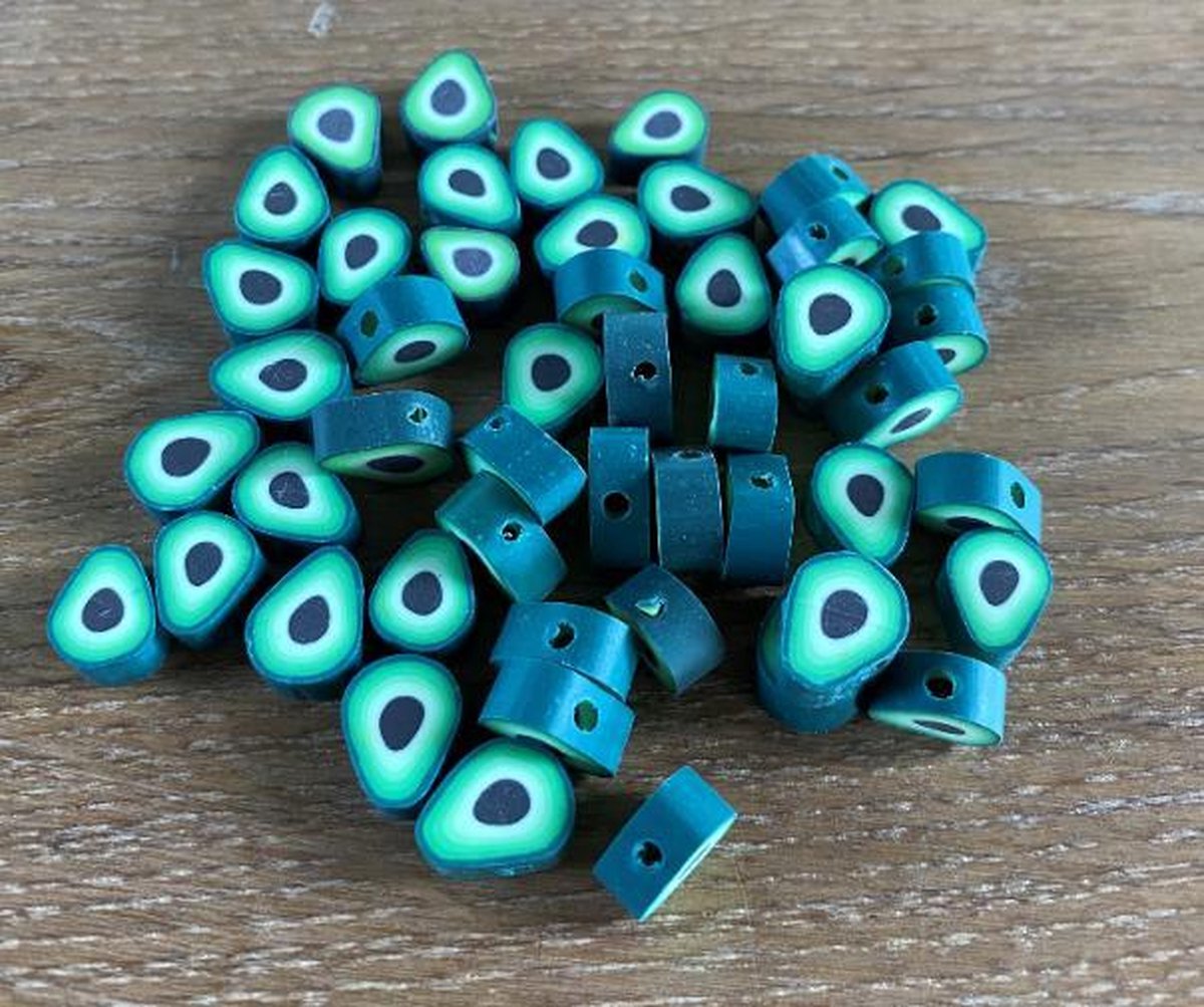 50 stuks Kralen Avocado - 1 cm - Figuurkralen - Kleikralen - Fimokralen - Polymeer Kralen — afbeelding 2