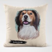 Sierkussen - Kooikerhondje Met Je Eigen Naam - Wit - 45 Cm X 45 Cm