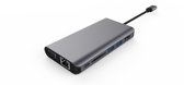 NÖRDIC DOCK-131 Dockingstation USB-C naar HDMI 4K - VGA 1080p/ RJ45/SD-kaartlezer/USB A/3.5mm audio - Space gray
