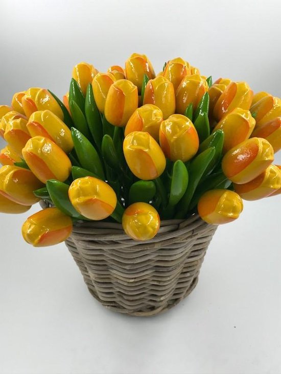 neutrale Toeschouwer Monument Houten Tulpen - 50 Gele Tulpen Plus Mand - Woondecoratie - Cadeau -  Hollandse... | bol.com