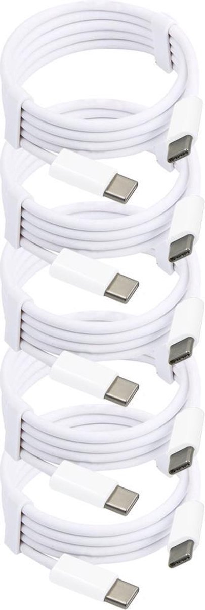 MMOBIEL 5x USB - C naar USB - C Oplaad Kabel 2 meter Wit - voor Telefoon / Tablet / Laptop