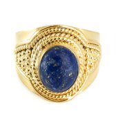 Edelsteen Ring Lapis Lazuli 925 Zilver & Verguld “Feze” (Maat 17)