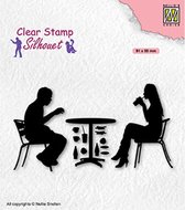 Sil091 - Nellie Snellen Clearstamp silhouet - Terrace - stempel terras tafel drankje zomer stoel mensen eten