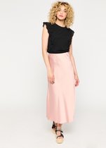 LOLALIZA Midi satijnen rok - Nude - Maat L
