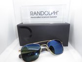 Randolph zonnebril, Aviator AF239, 23 karaat goud, skytec polarized cobalt, maat 55