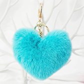 - Pluche - Sleutelhanger - Hart - Dames - Imitatie - Bont - Fakefur - Baby -Blauw -