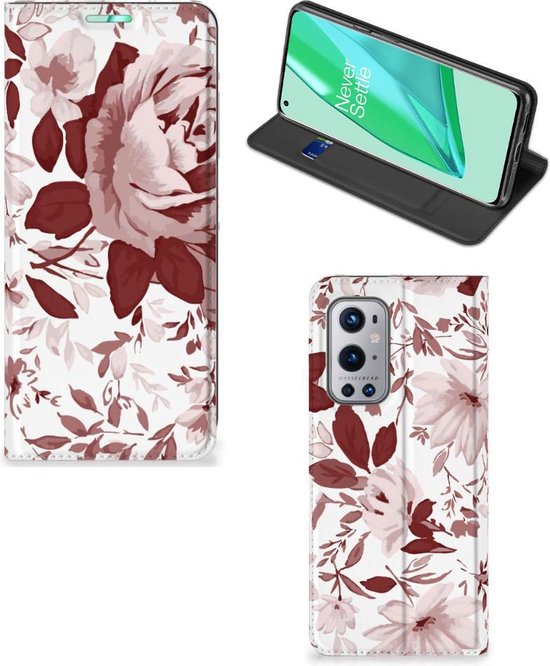 Étui pour téléphone portable OnePlus 9 Pro Bookcase Aquarelle Fleurs