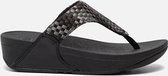 FitFlop Lulu Silky Weave Toe-Post slippers zwart - Maat 36