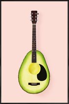 JUNIQE - Poster in kunststof lijst Avocado Guitar -30x45 /Bruin &