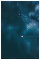JUNIQE - Poster met kunststof lijst Oceaan - luchtfotografie -20x30