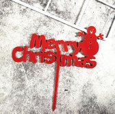Taarttopper sneeuwpop rood "Merry Christmas" | Bakken - Kerstmis