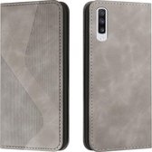 Voor Samsung Galaxy A50 / A30s / A50s Skin Feel Magnetisch S-type Effen Kleur Horizontale Flip Lederen Case met Houder & Kaartsleuf & Portemonnee (Grijs)
