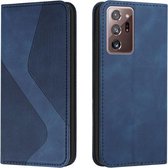 Voor Samsung Galaxy Note20 Ultra Skin Feel Magnetisch S-type Effen Kleur Horizontale Flip Lederen Case met Houder & Kaartsleuf & Portemonnee (Blauw)