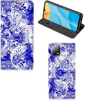 Smartphone Hoesje OPPO A15 Book Style Case Angel Skull Blue