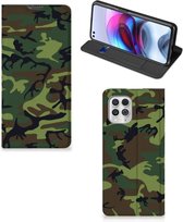 Portemonnee hoesje Motorola Moto G100 Telefoonhoesje Army Dark