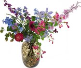 Viv! Home Luxuries Boeket Liv - Zijden Bloemen - roze blauw paars - Inclusief Vaas