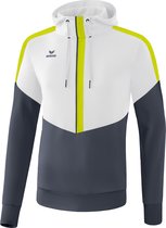 Erima Squad Sweatshirt Met Capuchon Kind Wit-Slate Grijs-Lime Maat 152