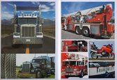 Brandweerauto + Truck – 2 Blanco Wenskaarten - 12 x 17 cm
